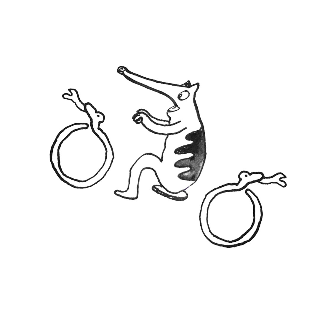 Dog Snake Bike zoon van hout illustration