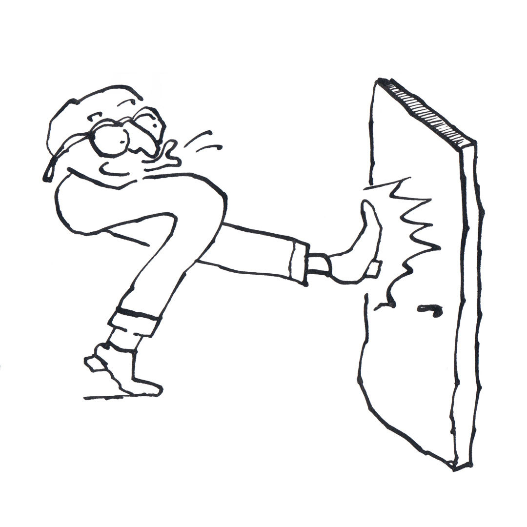 Kick in door law zoon van hout illustration