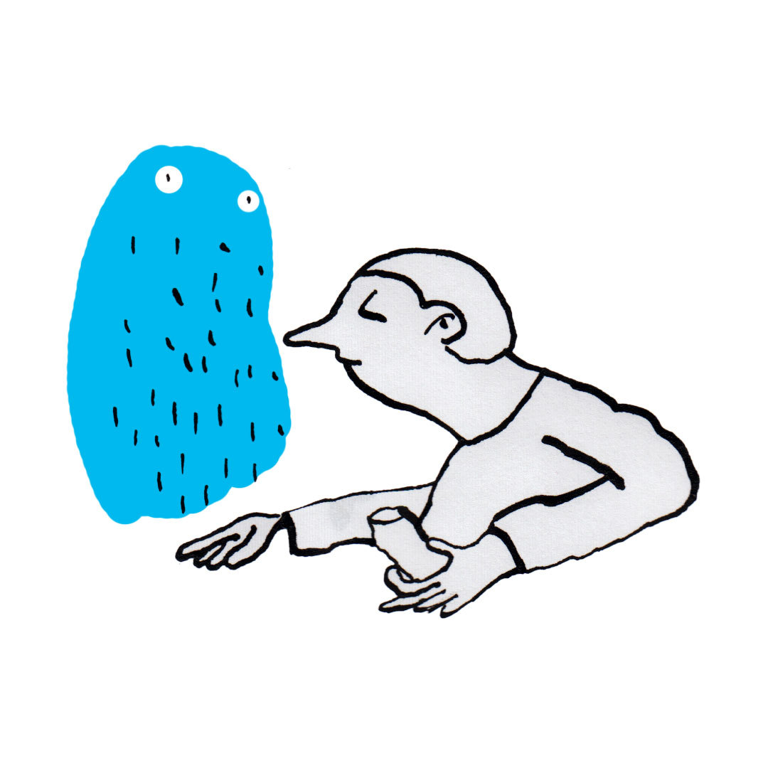 Rain Blue Water zoon van hout illustration