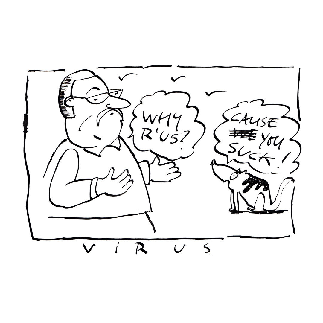 Sucker Virus zoon van hout illustration