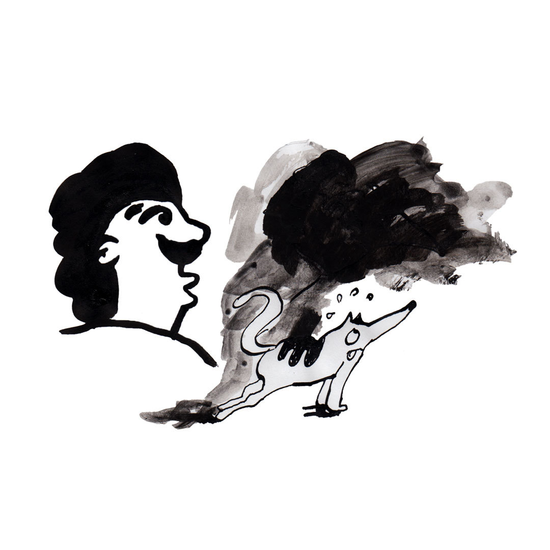 Yoga Dog zoon van hout illustration